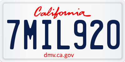 CA license plate 7MIL920