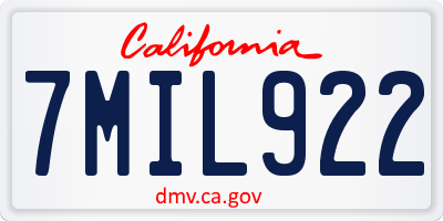 CA license plate 7MIL922