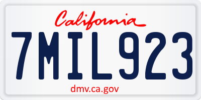 CA license plate 7MIL923