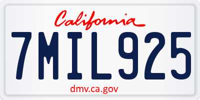 CA license plate 7MIL925