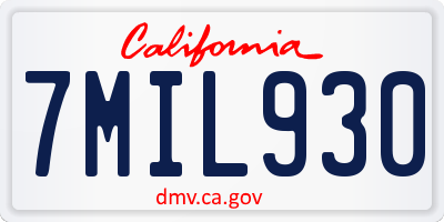 CA license plate 7MIL930