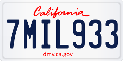 CA license plate 7MIL933