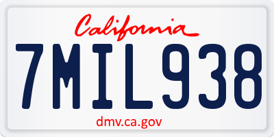 CA license plate 7MIL938