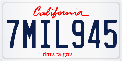 CA license plate 7MIL945
