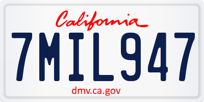CA license plate 7MIL947