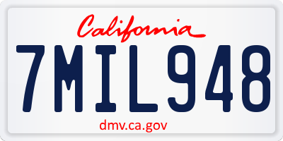 CA license plate 7MIL948