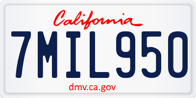CA license plate 7MIL950