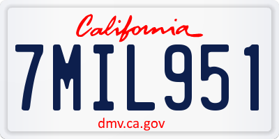 CA license plate 7MIL951