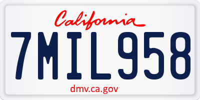 CA license plate 7MIL958