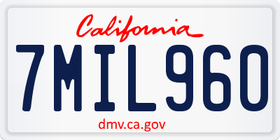 CA license plate 7MIL960