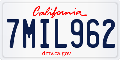 CA license plate 7MIL962