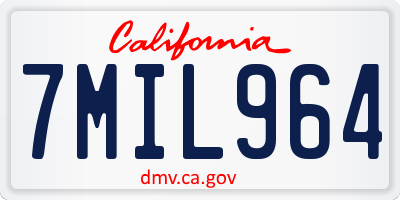 CA license plate 7MIL964