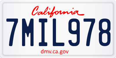 CA license plate 7MIL978