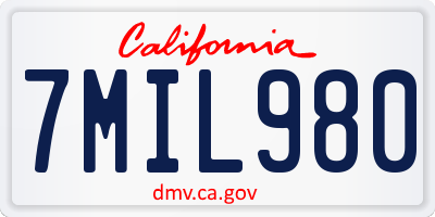 CA license plate 7MIL980