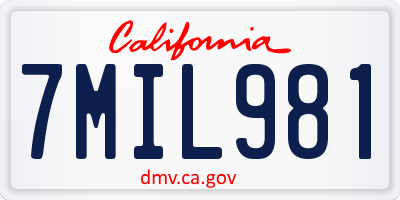 CA license plate 7MIL981