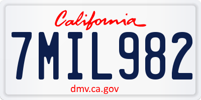 CA license plate 7MIL982