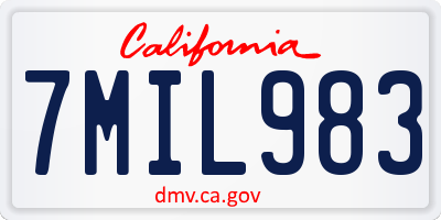 CA license plate 7MIL983