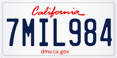 CA license plate 7MIL984