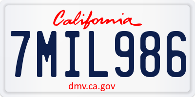 CA license plate 7MIL986