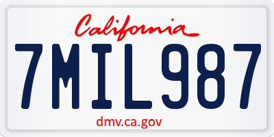 CA license plate 7MIL987