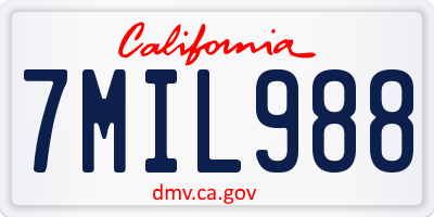 CA license plate 7MIL988