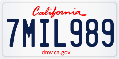 CA license plate 7MIL989