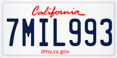 CA license plate 7MIL993