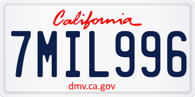 CA license plate 7MIL996