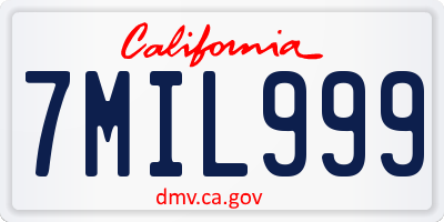 CA license plate 7MIL999