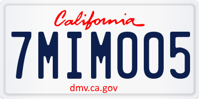 CA license plate 7MIM005