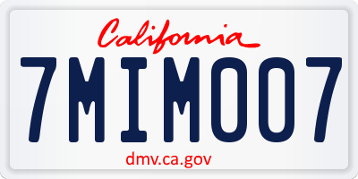 CA license plate 7MIM007