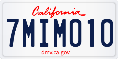 CA license plate 7MIM010