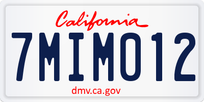 CA license plate 7MIM012