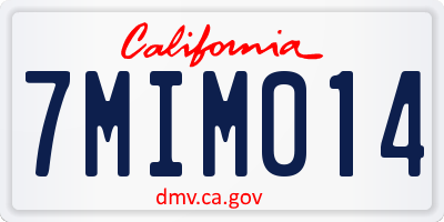 CA license plate 7MIM014