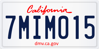 CA license plate 7MIM015
