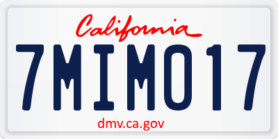 CA license plate 7MIM017