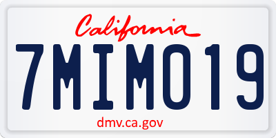 CA license plate 7MIM019
