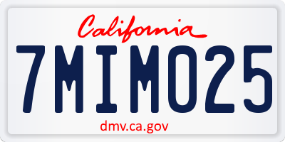CA license plate 7MIM025