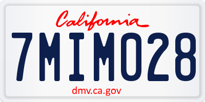 CA license plate 7MIM028