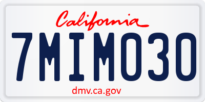 CA license plate 7MIM030