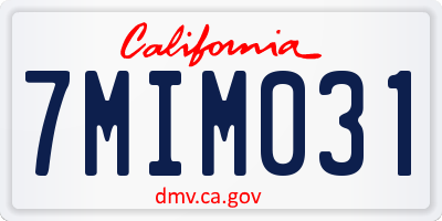 CA license plate 7MIM031