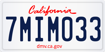 CA license plate 7MIM033