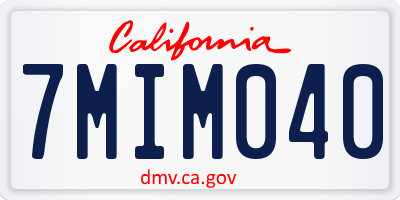 CA license plate 7MIM040