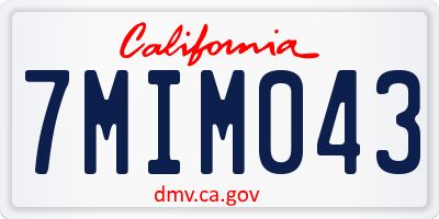 CA license plate 7MIM043