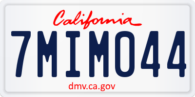 CA license plate 7MIM044