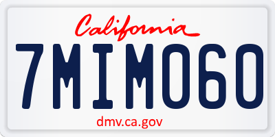 CA license plate 7MIM060