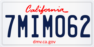 CA license plate 7MIM062