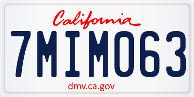 CA license plate 7MIM063