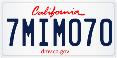 CA license plate 7MIM070