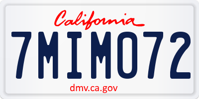 CA license plate 7MIM072